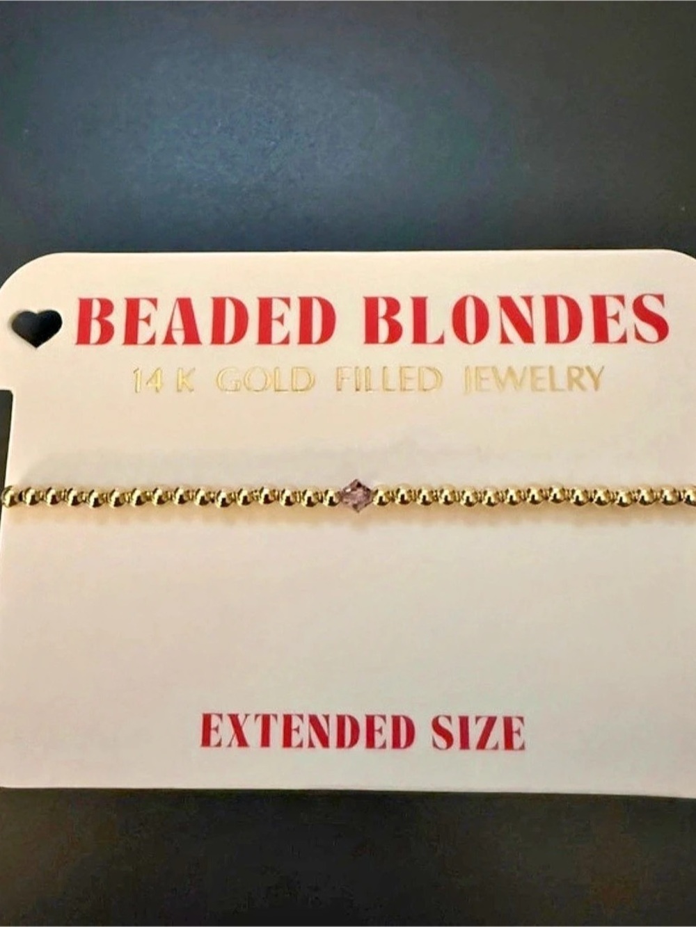 Beaded Blondes Birthstone Swarovski Crystal Bracelet Gold & Pink